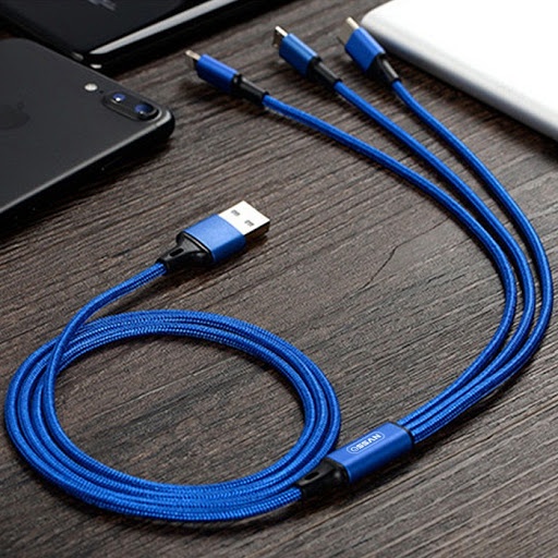 Dây Sạc điện thoại 3 in 1 Đầu Bọc Dù (Type C to Type C / Lightning/ Micro USB, Fast Charging & Data Cable )