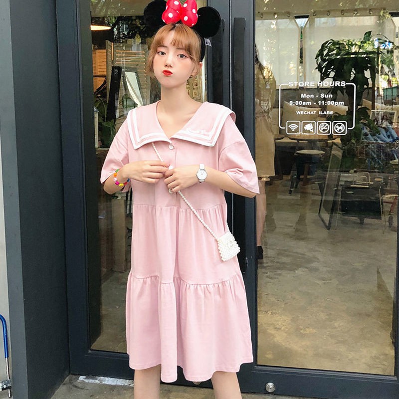 Đầm tay ngắn phối nút phong cách Hàn Quốc thời trang trẻ trung mùa hè cho nữ | BigBuy360 - bigbuy360.vn