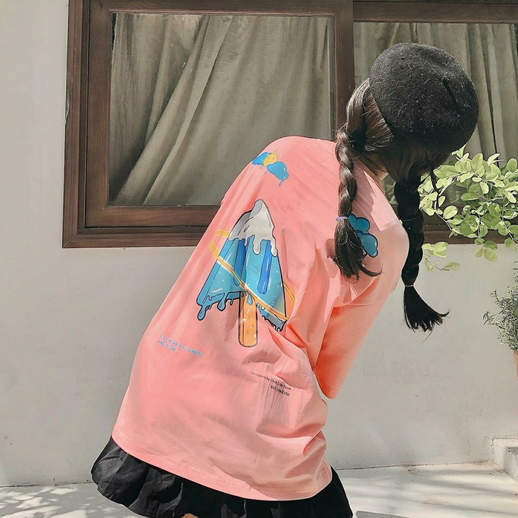 Áo Thun Tay Lỡ ICE CREAM TEE CLICK.CLUBB Form Rộng Ulzzang Unisex (Ảnh Thật)