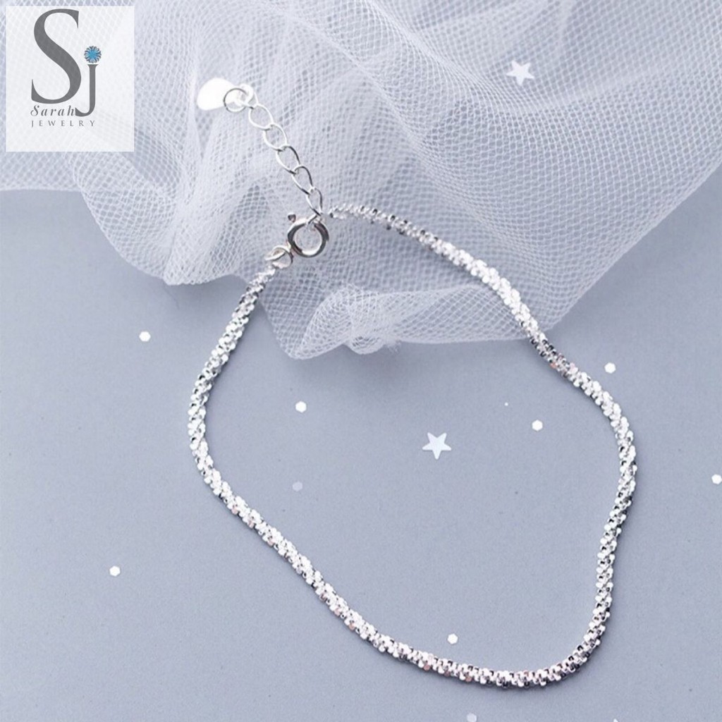 Lắc tay lấp lánh bạc 925 Silver, vòng tay nữ thiết kế mở dễ dàng chỉnh size