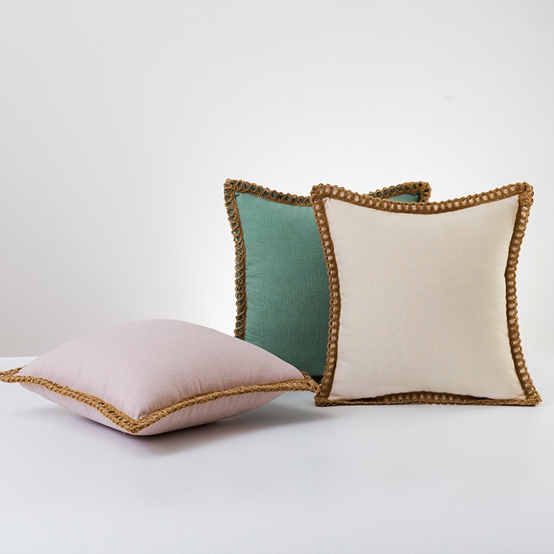 Vỏ Gối Sofa Vải Lanh Cotton Hình Vuông Màu Trơn Có Khóa Kéo Kích Thước 45X45Cm Trang Trí Nhà Cửa