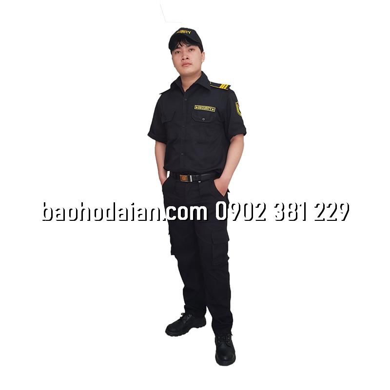 Quần áo vệ sĩ tay ngắn kèm cầu vai, nón, logo tay ngực