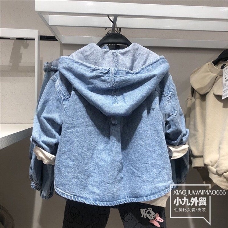 Áo khoác bò bé trai bé gái 1-5 tuổi  Áo cotton denim mũ trùm cao cấp xuất dư 1121