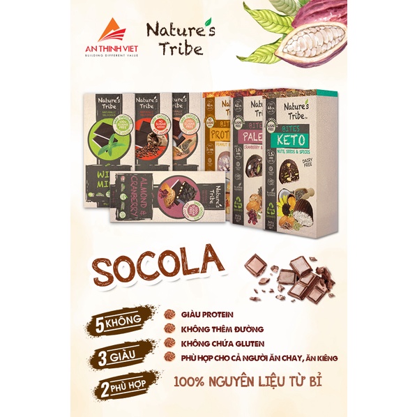 Socola Đen Không Đường Nature's Tribe No Sugar Eat Clean Vegan