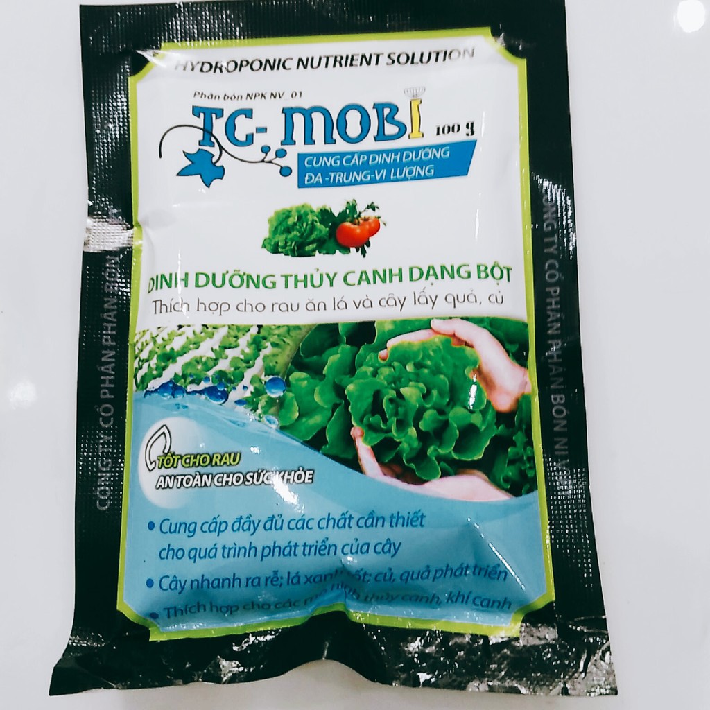 Dinh Dưỡng Pha Dung Dịch Thủy Canh Dạng Bột TC-MoBi gói 100g - Môi trường dinh dưỡng tuyệt vời và tối ưu cho cây