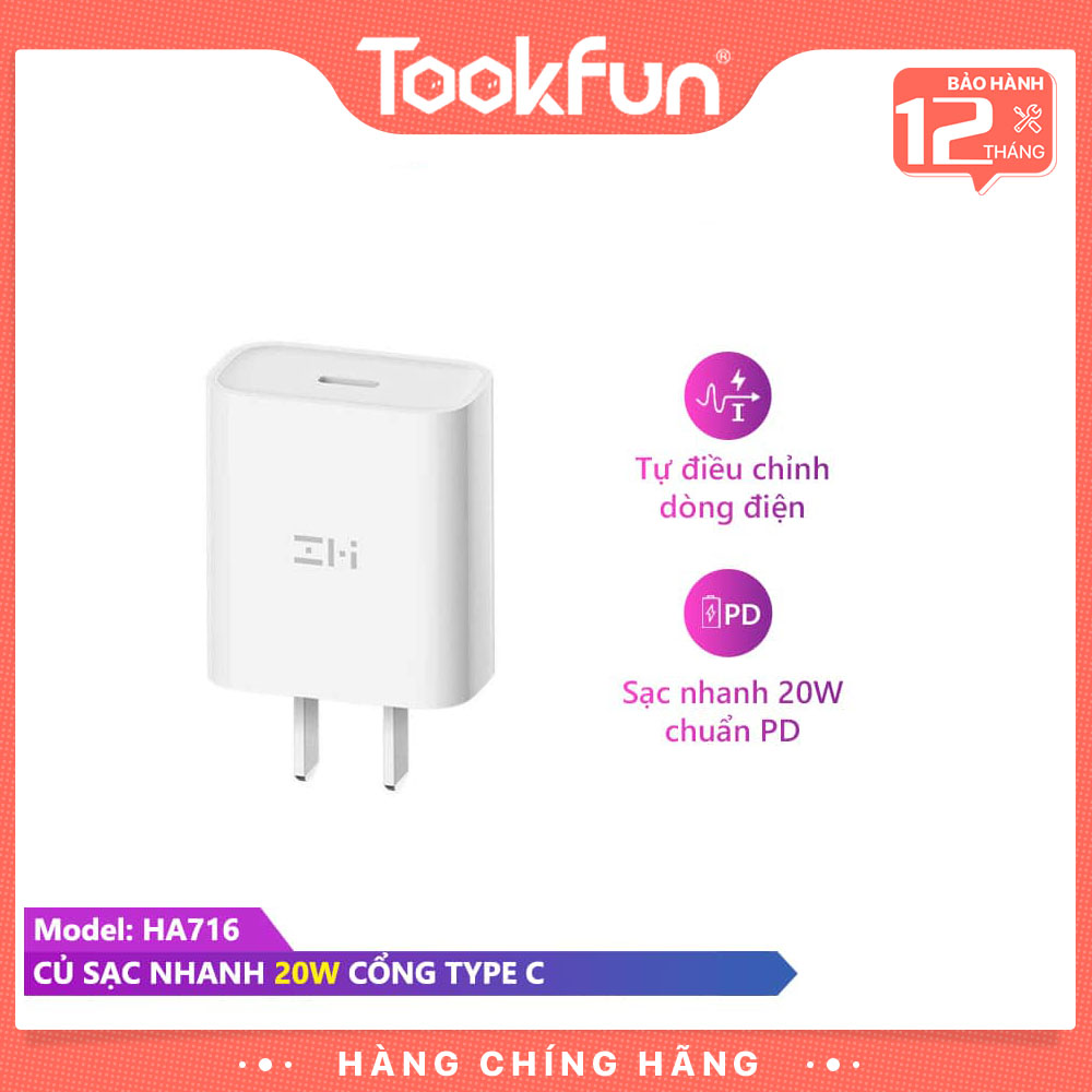 Bộ sạc ZMI Apple MFi HA716 PD3.0 20W Charger [sạc nhanh USB-C to MFi dây cáp điện]