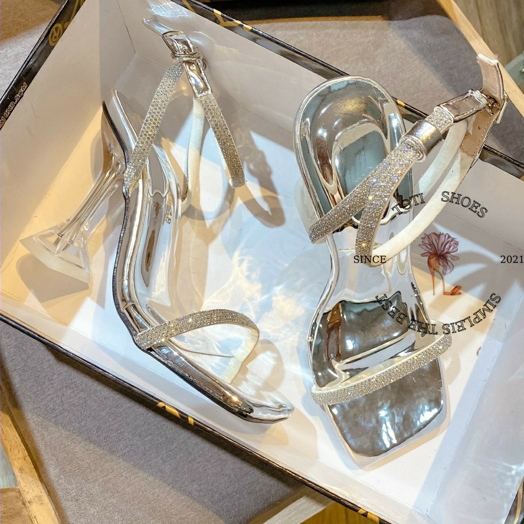 CAO GỎT TOTIIE SHOES - GIÀY NỮ QUAI MẢNH GÓT TRỤ - SANDAL QUAI ĐÁ GÓT TRONG - GIÀY QUAI HẬU NỮ ĐÍNH ĐÁ - G2103110