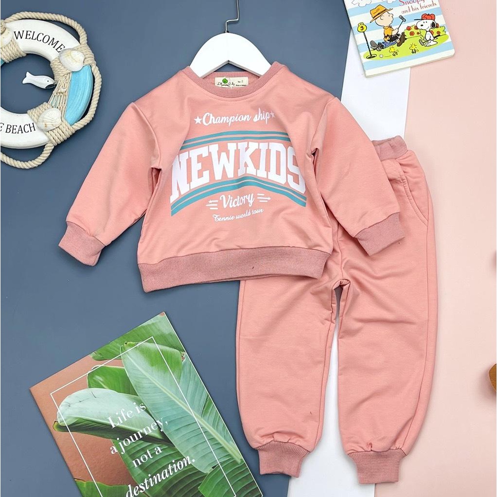 Bộ quần áo LITIBABY chất nỉ da cá bền đẹp, in chữ Newkids, size 2/8. Mã PH366
