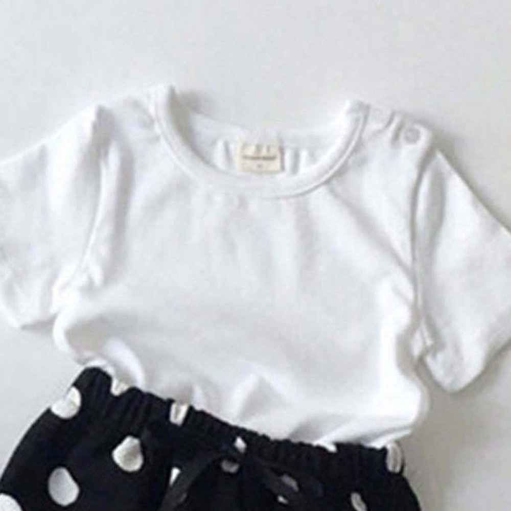 Set đồ 2 món gồm áo thun tay ngắn + quần short phong cách Hàn Quốc dành cho bé gái mới biết đi 2021