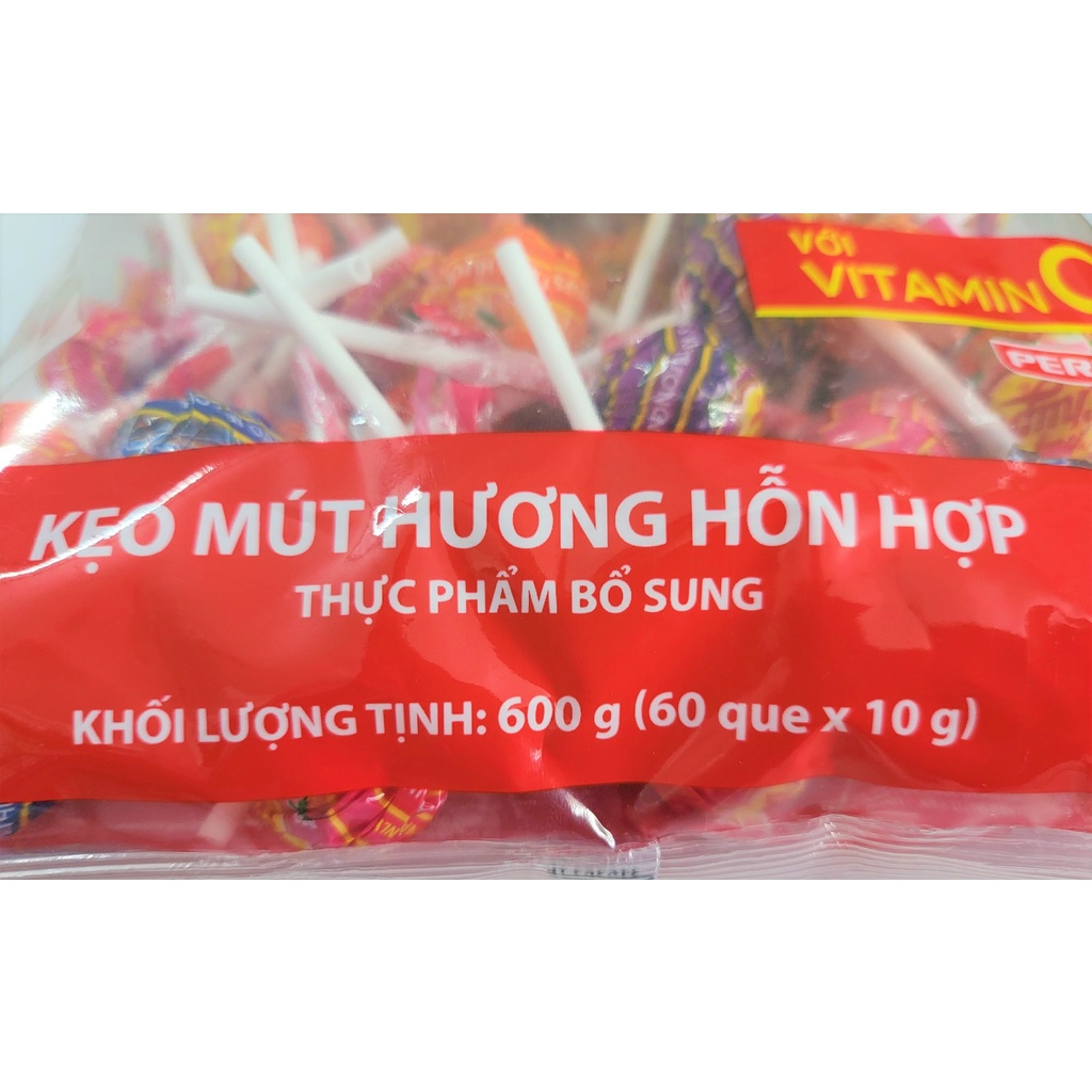 [Túi 600g (60 cây)] KẸO MÚT HƯƠNG TRÁI CÂY HỖN HỢP [VN] CHUPA CHUPS Mixed Fruit Lollipops