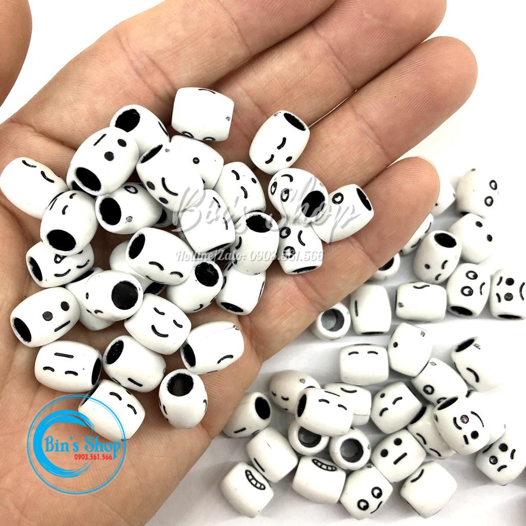 35 Cái Charm Hạt Nhựa Lu In Hình Khuôn Mặt Nhiều Sắc Thái Làm Vòng Đeo Tay Trang Sức Handmade