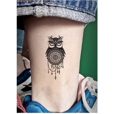 Hình xăm chim cú mèo d01 size nhỏ &lt; 10x6cm. Tatoo dán tạm thời