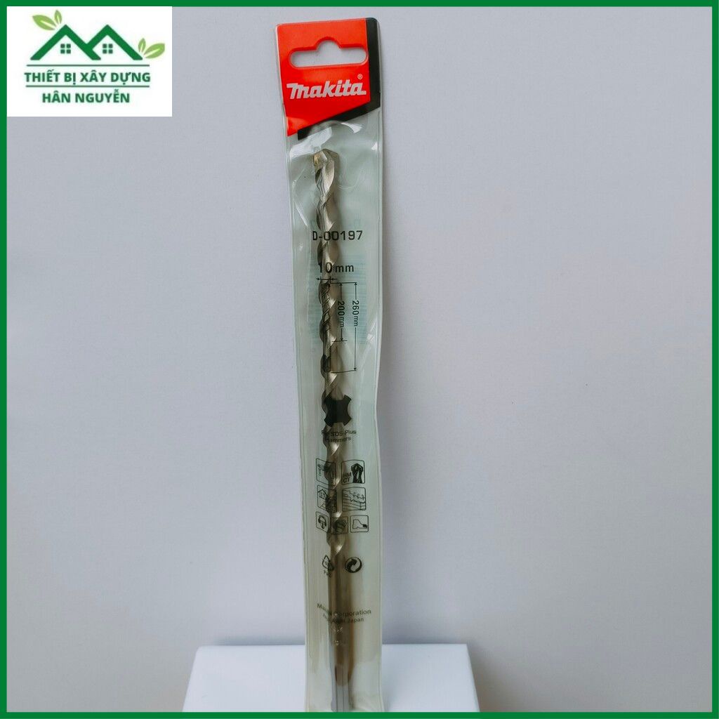 Mũi khoan bê tông Makita 2 cạnh gài 10mm,12mm,14mm X 260mm cho máy khoan bêtông