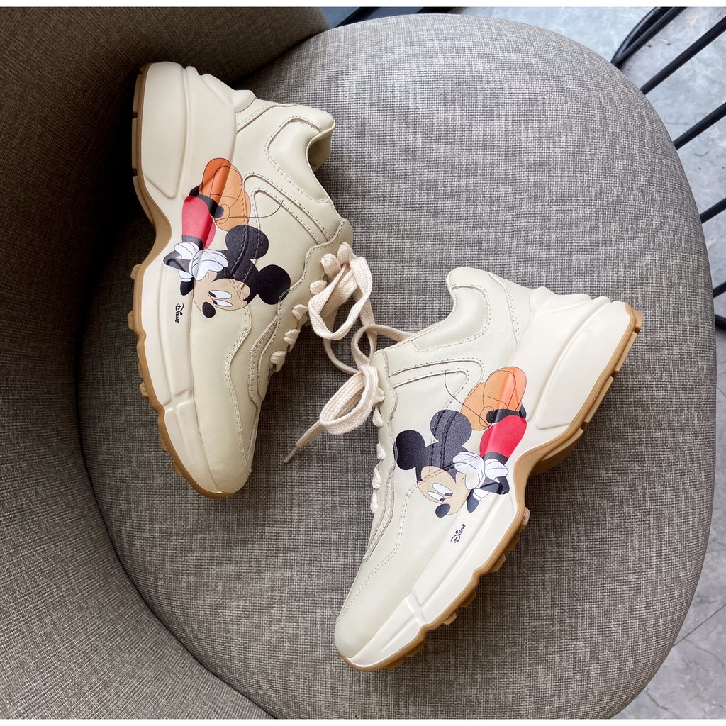 Giày Sneaker Nam Nữ GC hàng hiệu Mickey full size đế tăng chiều cao tặng combo dây neon phát sáng