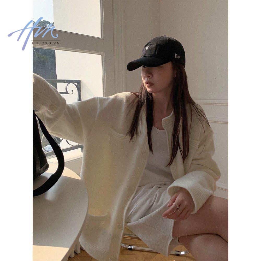 Áo khoác cardigan dệt kim dáng rộng phong cách Hàn Quốc thanh lịch thời trang dành cho nữ
