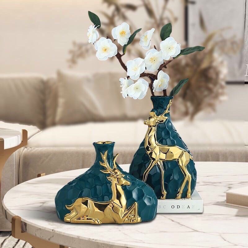 Bộ 2 lọ decor trang trí xanh Bắc Âu