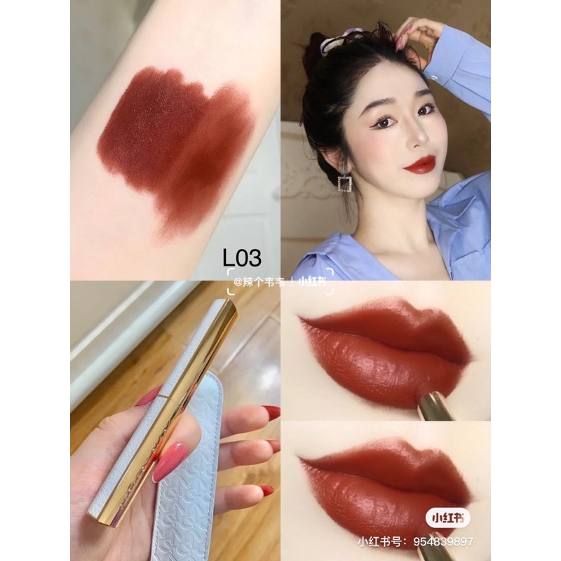 bản vỏ đỏ mới - son thỏi lỳ thân mảnh vỏ da perfect diary rouge intense velvet slim lipstick Châu Tấn quảng cáo