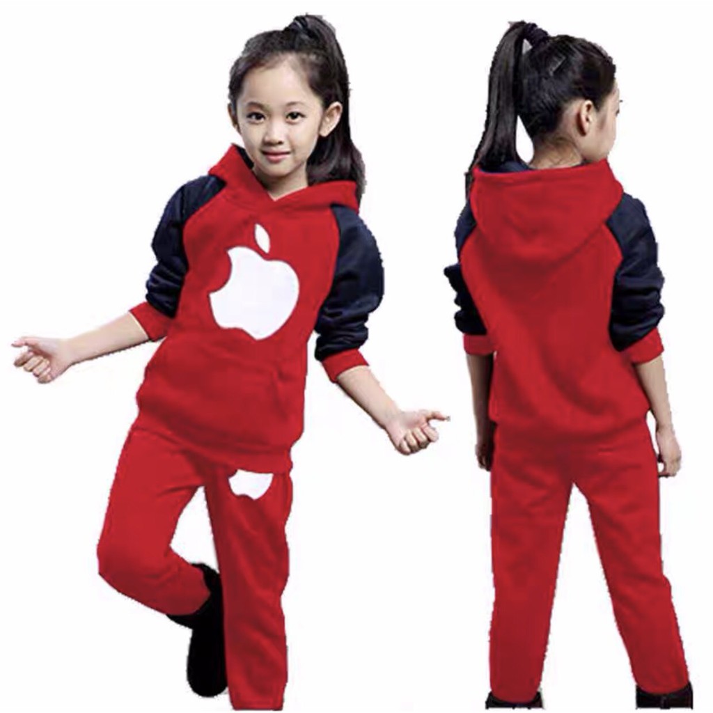 Set bộ quần áo trẻ em 4-14 tuổi (14-45kg) dành cho bé trai và bé gái mẫu Apple. Chất nỉ da cá dày dặn, màu sắc bắt mắt