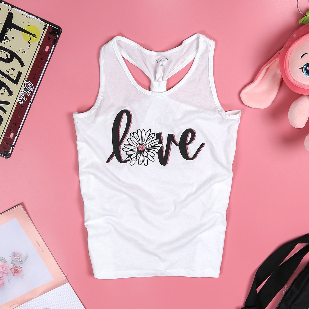 Áo thun bé gái size đại áo sát nách Place thun cotton vnxk