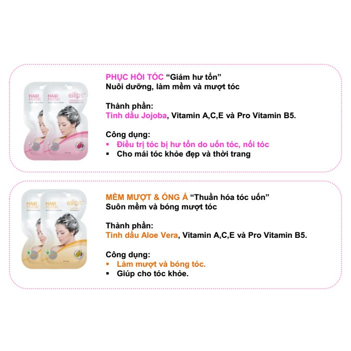 Kem Ủ Tóc Ellips Vitamin Hair Mask nuôi dưỡng tóc phục hồi,chắc khỏe, bồng bềnh óng mượt