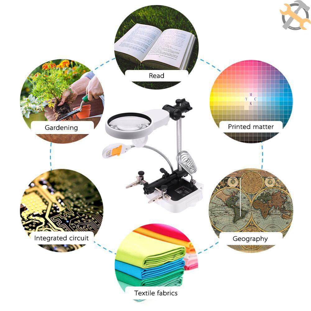 Kính Lúp Hàn Mạch Điện Tử 3,5X 5X 8X 8,5X 11,5X Tích Hợp 6 Đèn Led Cao Cấp