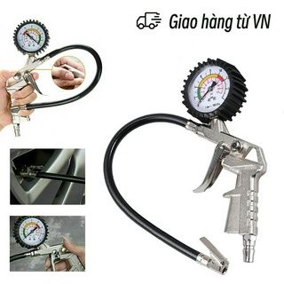Đầu vòi bơm ô tô - xe máy -kiêm đồng hồ đo áp suất lốp hàng xịn