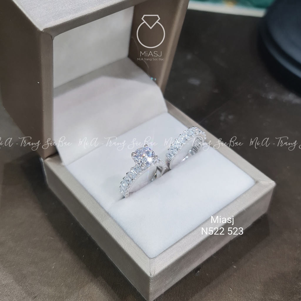 Nhẫn cặp đôi bạc Ý S925 nạm đá cao cấp MiASJ N522/N523