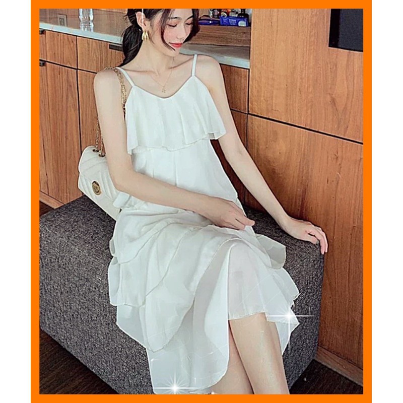 ♥️Đầm,Váy Hai Dây Nhiều Tầng Ulzzang2 Màu FzSize Dưới 57kg
