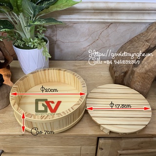 [Φ20cm - Chuẩn Nhật] Khay sushi sashimi gỗ trang trí món ăn sashimi Nhật Bản | hình Tròn Size Φ20cm - Gỗ thông tự nhiên