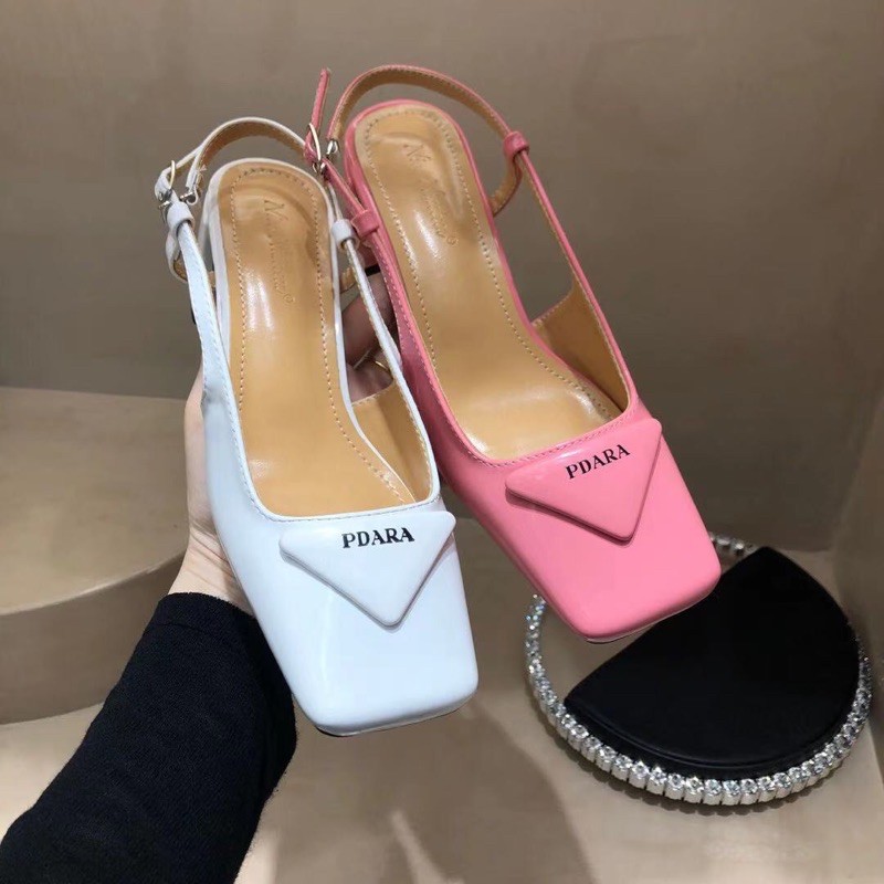 Sandal gót vát mũi vuông đế cao 5p
