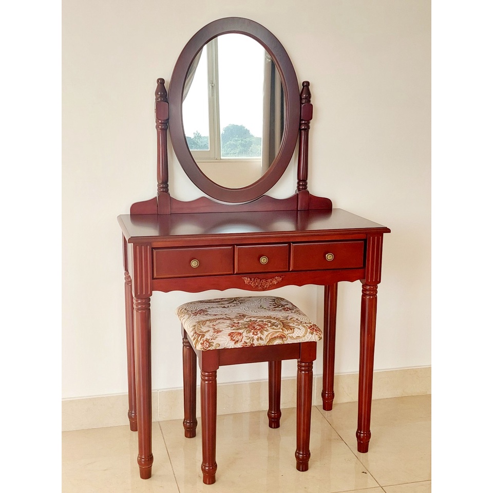 Bộ Bàn Phấn Gỗ Nhiều Màu, Bộ Bàn Ghế Trang Điểm Gỗ Thông Trang Nhã - Hàng VN Xuất Khẩu