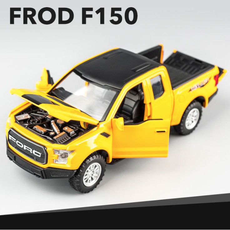 Xe mô hình ô tô Ford F150 Raptor tỷ lệ 1:32 bằng sắt có âm thanh động cơ và đèn mở cửa xe đồ chơi trẻ em