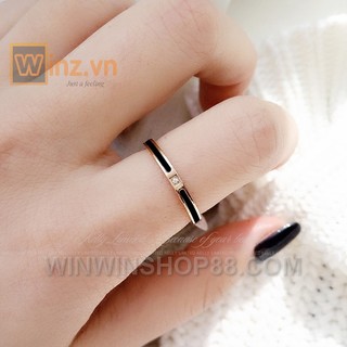 💍💍 Nhẫn cặp Titan đính đá N259 (màu đen, viền đồng) 💍💍- Winz.vn