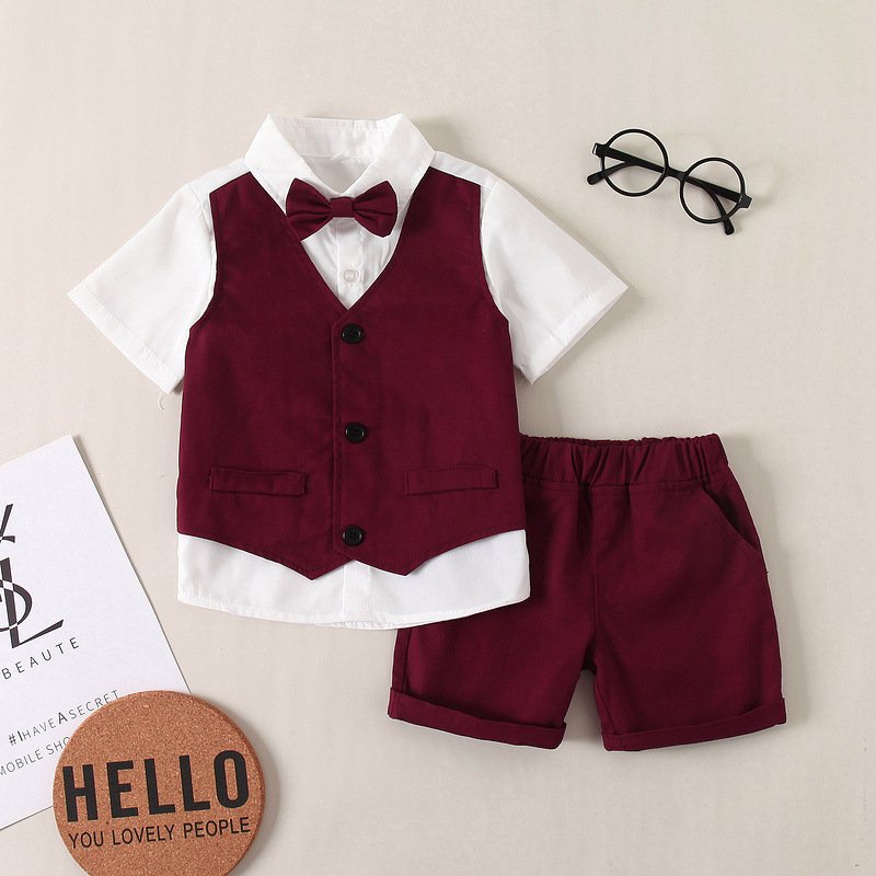 bộ quần áo cho bé, sét áo thun cộc tay, được may giả gile, giúp các bé trẻ trung và sành điệu mã T16