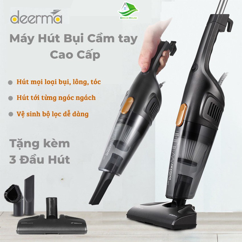 [FREE 3 đầu hút]Máy hút bụi cầm tay Deerma DX115C dòng máy hút bụi gia đình đa năng,hút bụi mọi ngóc ngách, mọi loại bụi