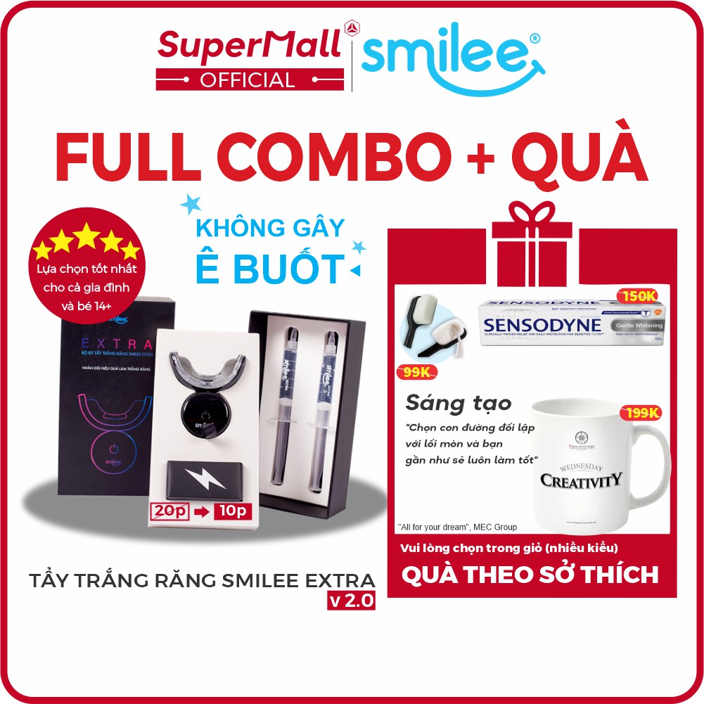 Smilee Extra, Smilee Max - Máy làm trắng răng không ê buốt, làm trắng 3-6 tone, xuất xứ USA