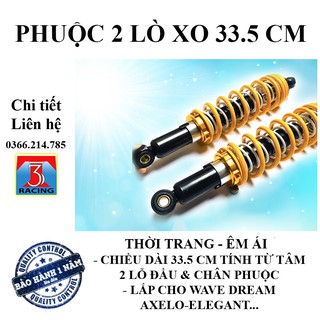 1 Đôi Giảm sóc Phuộc 2 Lò xo lắp wave dream future blade axelo elegant cub đời mới và xe cùng chiều dài phuộc 3T RACING