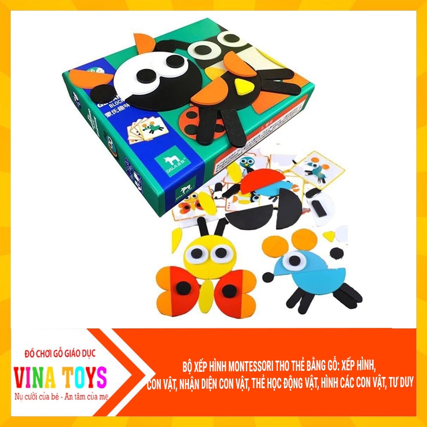 Đồ Chơi Gỗ Montessori Bộ Tranh Ghép Hình Con Vật Theo Thẻ Fun Board Giúp Rèn Luyện Tư Duy Cho Bé - Đồ Chơi Vinatoys