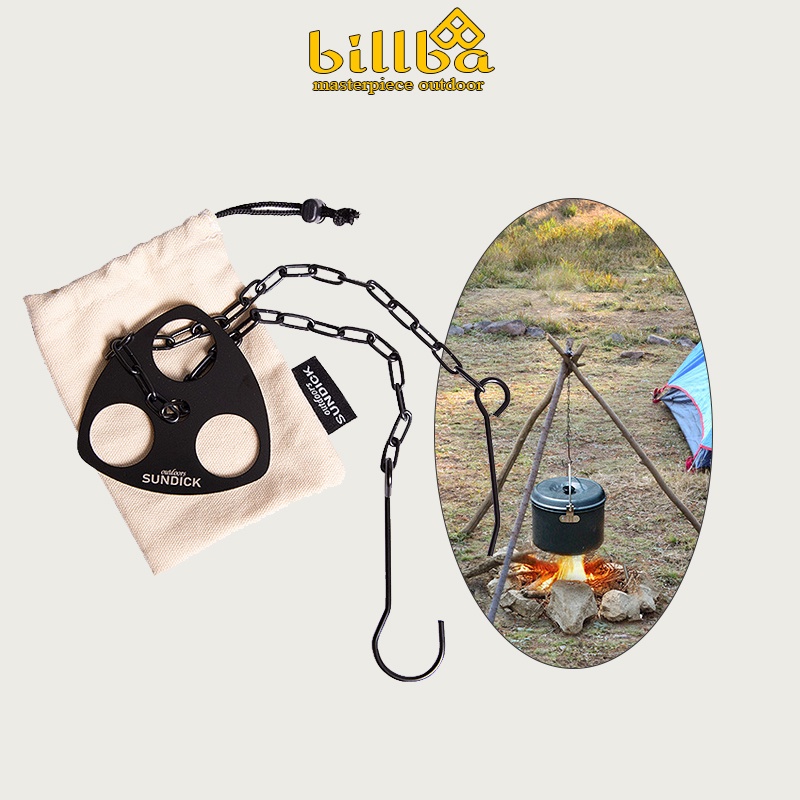 Móc Treo Nồi Giá Ba Lỗ Có Thể Tháo Rời Bằng Thép Không Gỉ Tiện Dụng Khi Nướng BBQ Cắm Trại Ngoài Trời
