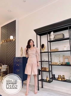 Bigsize Đầm tay phồng kèm belt D162
