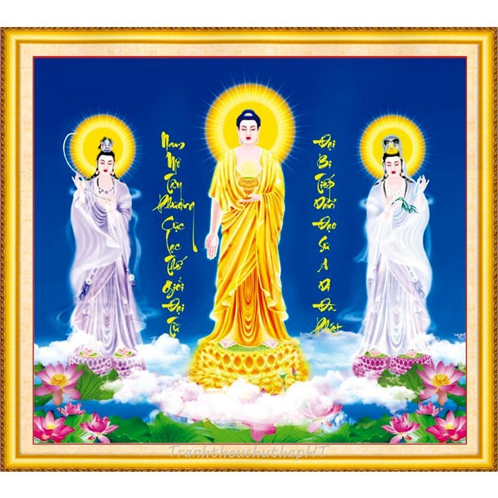 Tranh đính đá Phật – Tây phương tam thánh 83*75cm VS469 - tự đính