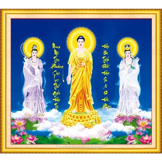 Tranh đính đá Tây Phương Tam Thánh 83x75cm - VS469