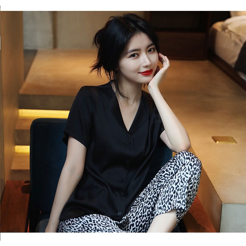 Đồ Ngủ Lụa Pijama Tay ngắn Quần Dài Satin Mềm IVY661
