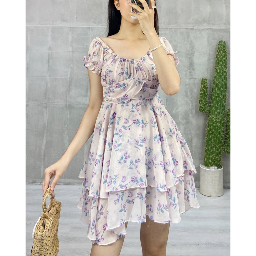 VÁY ĐẦM BỒNG TẦNG TRỄ VAI BÈO SIÊU XINH XẮN | BigBuy360 - bigbuy360.vn