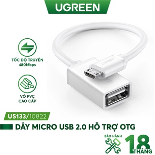 Dây Micro USB 2.0 OTG dạng tròn + dạng dẹt dài 10-12cm UGREEN US133 - Hàng phân phối chính hãng - Bảo hành 18 tháng