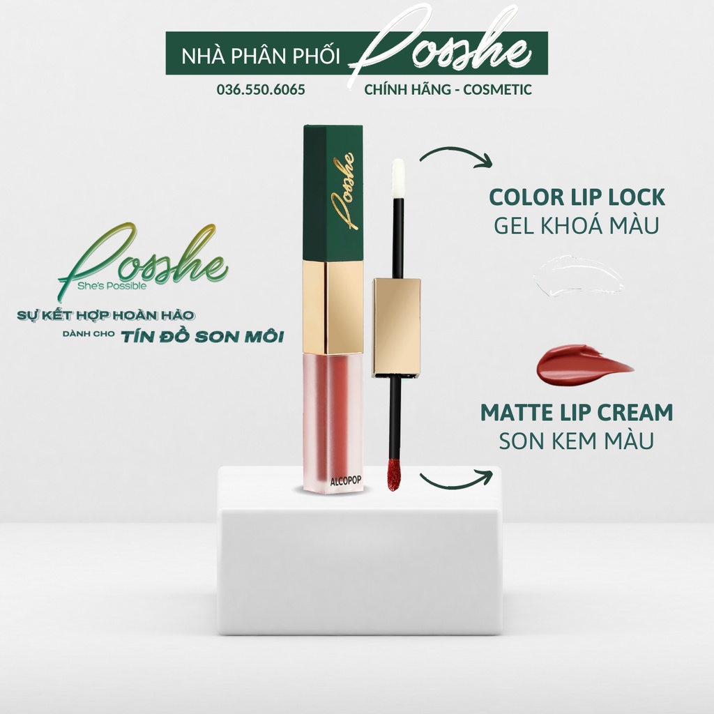 Son Kem 2 Đầu Posshe Siêu Lì Không Trôi - Mua 2 Cây Tặng Combo Son Dưỡng + Sáp Tẩy Trang
