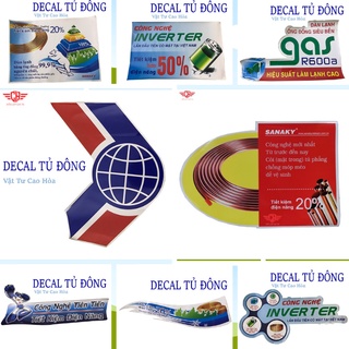 TEM DECAL dán tủ đông nhiều mẫu - tem dán tủ kem mẫu lớn