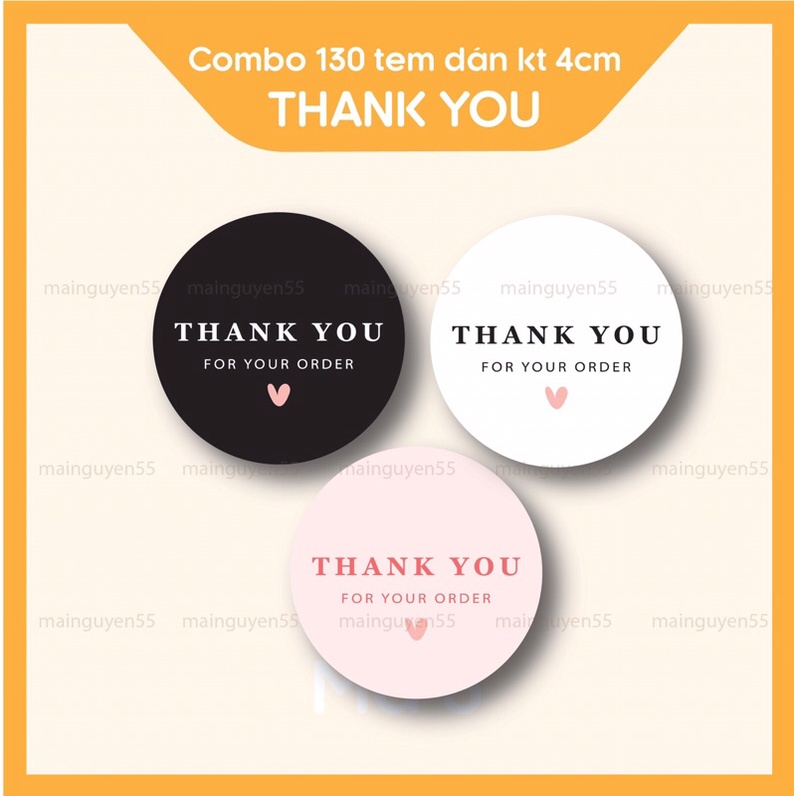 Combo 130 tem dán Thank You cỡ lớn