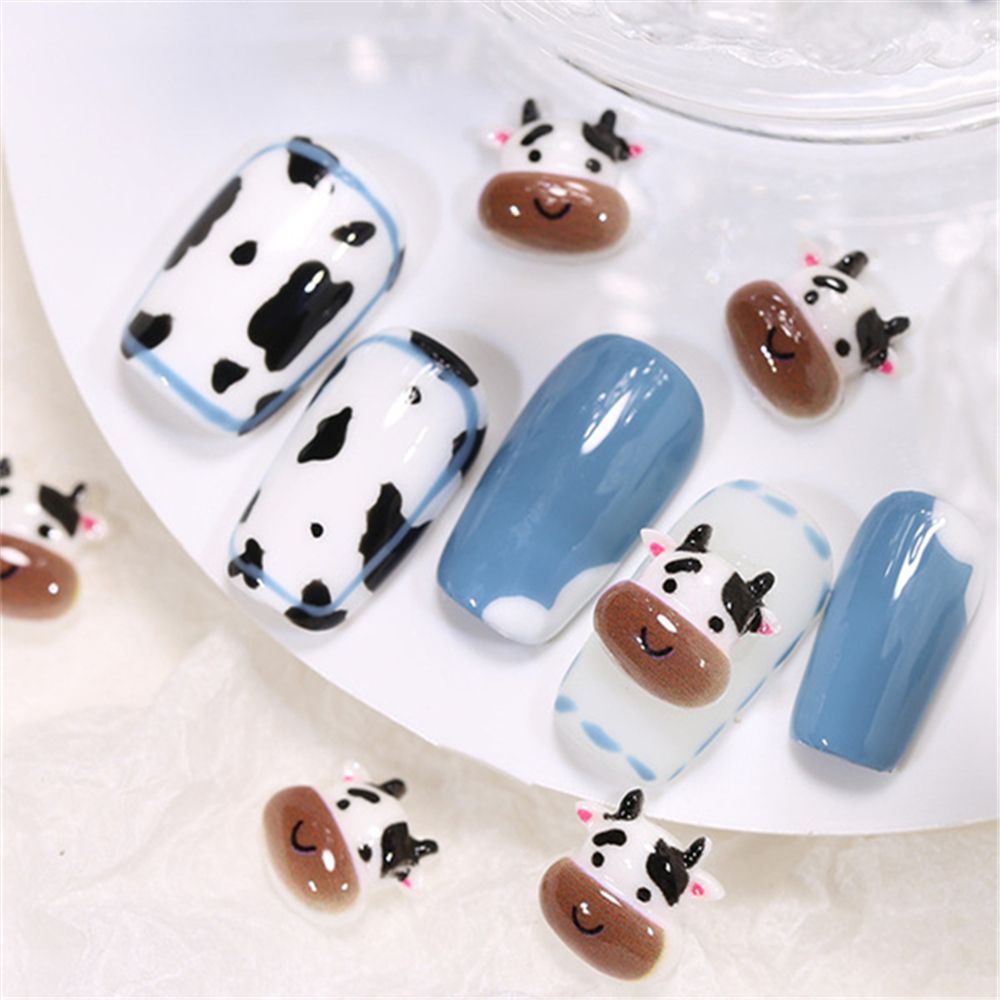 Bộ 10 Phụ Kiện Trang Trí Móng Tay Nghệ Thuật Hình Bò Hoạt Hình Dễ Thương|Set 10 Phụ Kiện Làm Móng Nghệ Thuật