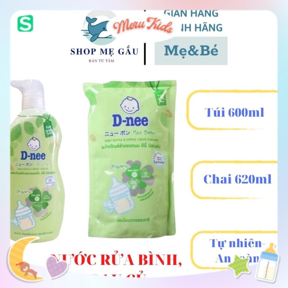 Nước rửa bình, nước rửa rau củ DNEE ORGANIC Thái an toàn cho bé dạng túi 600ml và chai 620ml